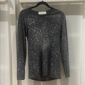 Iro Jeans Charcoal Gray  and White Splatter Long Sleeve Top